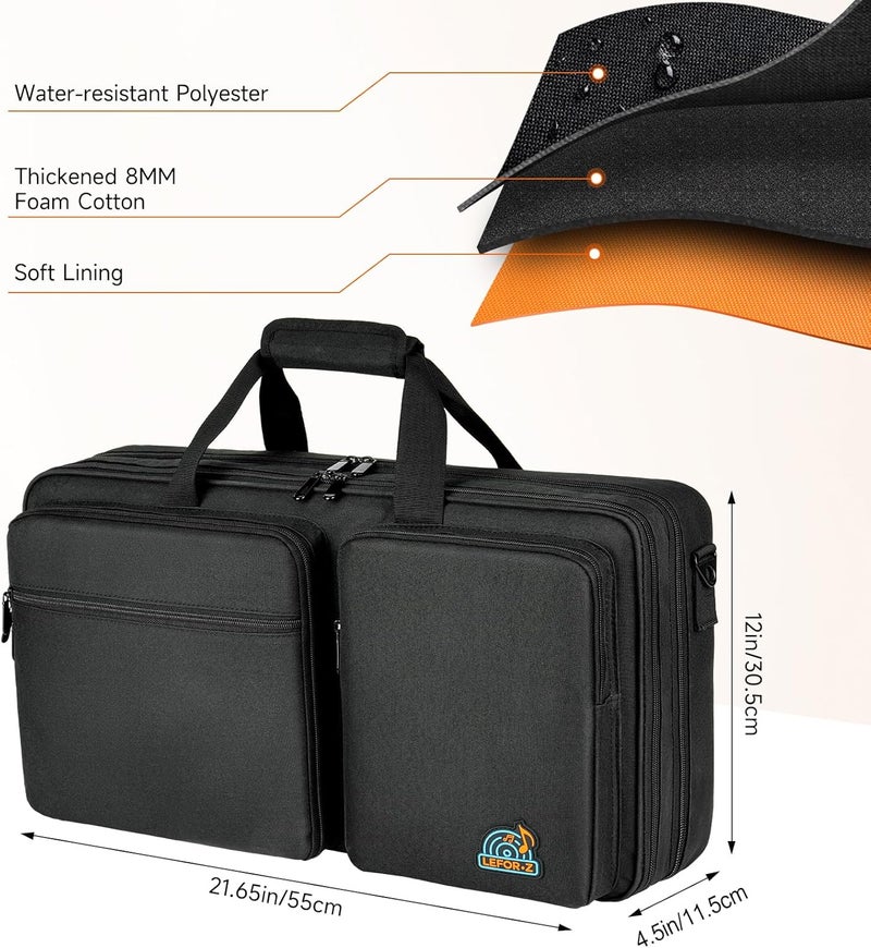 LEFORZ DJ Controller Case Compatible with Pioneer DDJ-FLX4/DDJ-REV1/DDJ-400/DDJ-SB3/DDJ-RB,Padded DJ Controller Storage Bag Fits for Numark Mixtrack Pro FX/Platinum FX/Roland DJ-202 (21.5 x 12 x 2.5 in) - Image 4